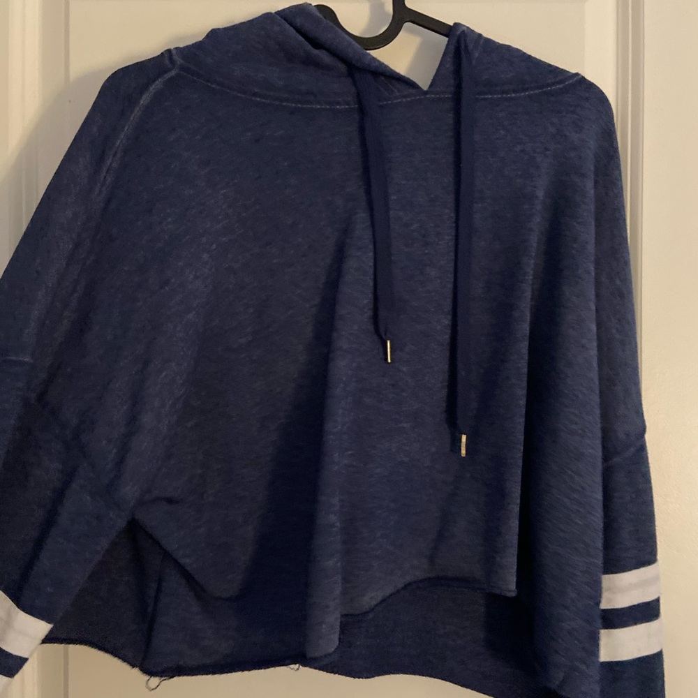Blue and white crop top hoodie